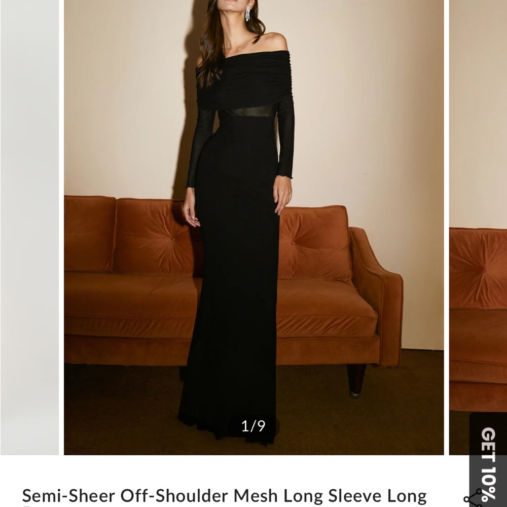 Commense Black Off-Shoulder Long Sleeve Dress